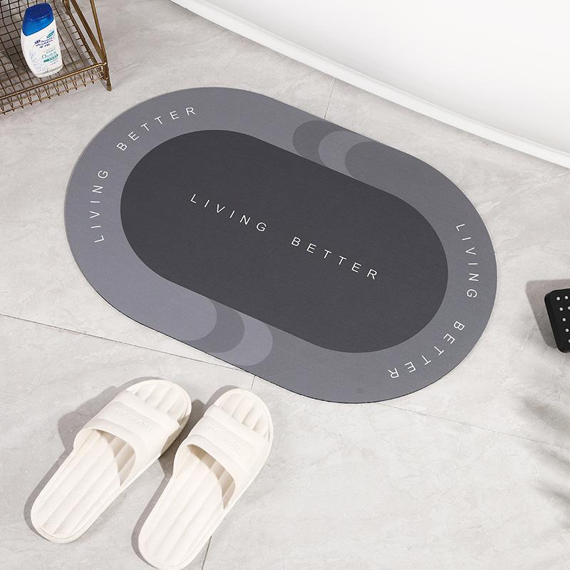 Oval Home Bathroom Diatom Mud Floor Mat Balcony Kitchen Absorbent Non-slip Mat Door Entry Square Door Mat