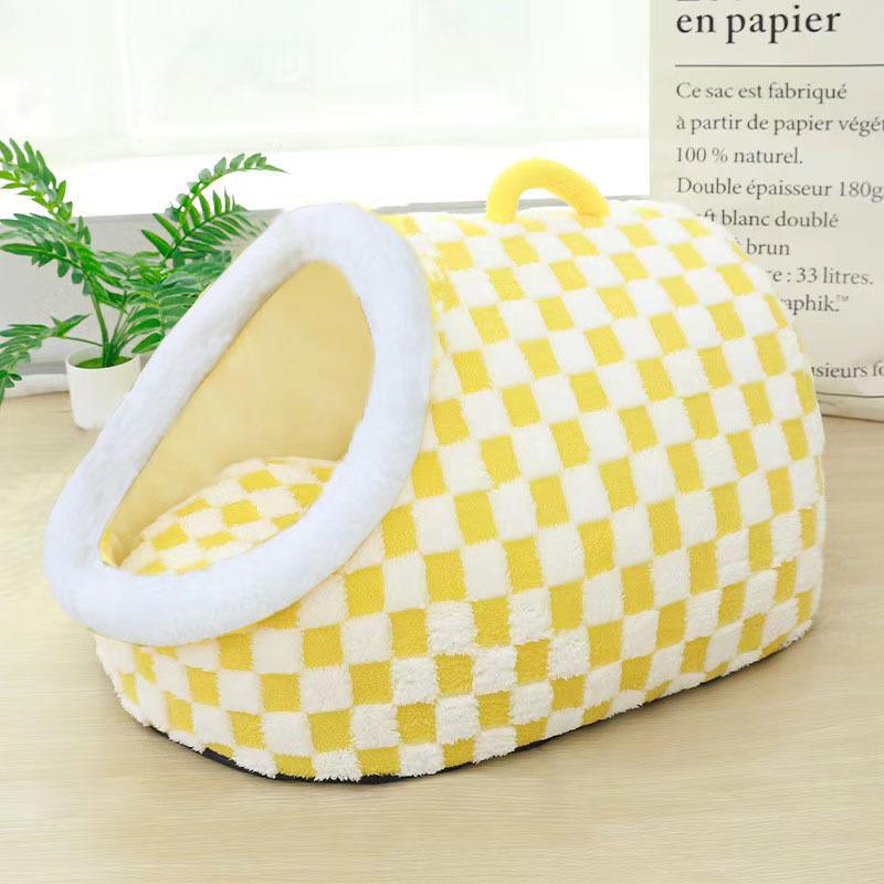 

Four Seasons Universal Plaid Pet House: Portable Striped Nest for Dogs and Cats. S 45*30*25 cm/Up to 5 lbs