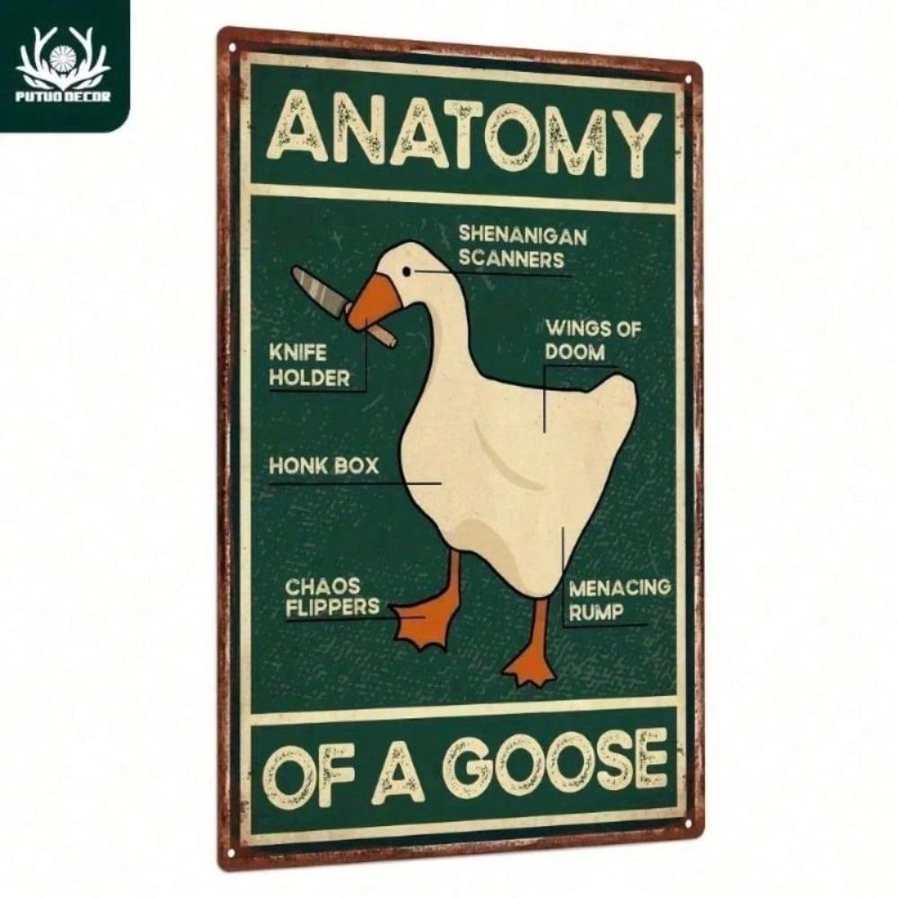 Vintage Goose Metal Wall Art Waterproof Tin Sign for Home Bar Garage Decor