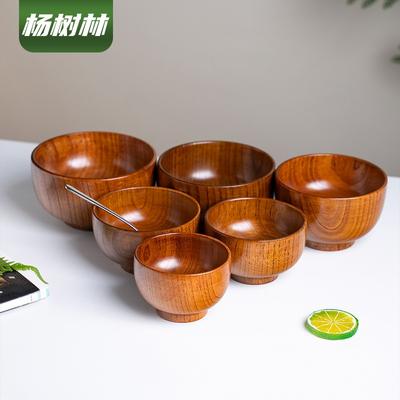 Round Wooden Bowls Polishing Rice Salad Noodle Soup Kids Adult Tableware High Quality Home Restaurant Food Container Tools