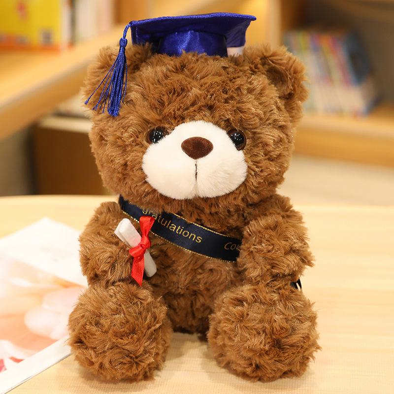 23-28cm Lovely  Plush Toy Stuffed Soft Colorful Kawaii Bear Animal Dolls Graduation Birthday Gifts