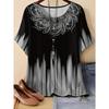 Sommer Damen Freizeitmode Retro Bild 3D Druck T-Shirt Locker Atmungsaktiv Übergröße Lässiges Sportliches Vielseitiges Rundhals Kurzarm T-Shirt