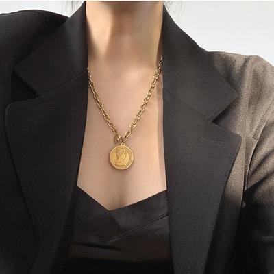 Solid Color Stainless Steel Pendant Necklaces for Women Summer Fashion Metal Accessory Jewelry Pendant Necklace
