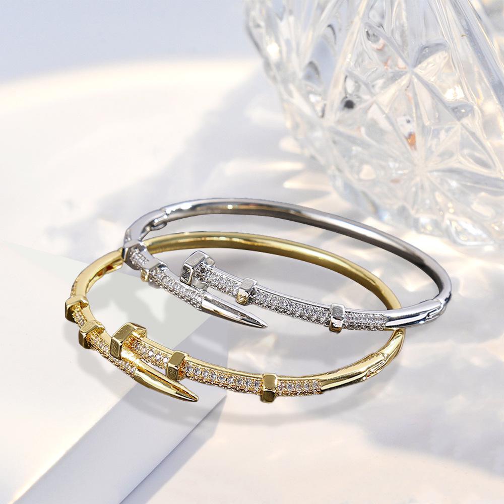 2024 European-American Style Zircon Alloy Open Bangle
