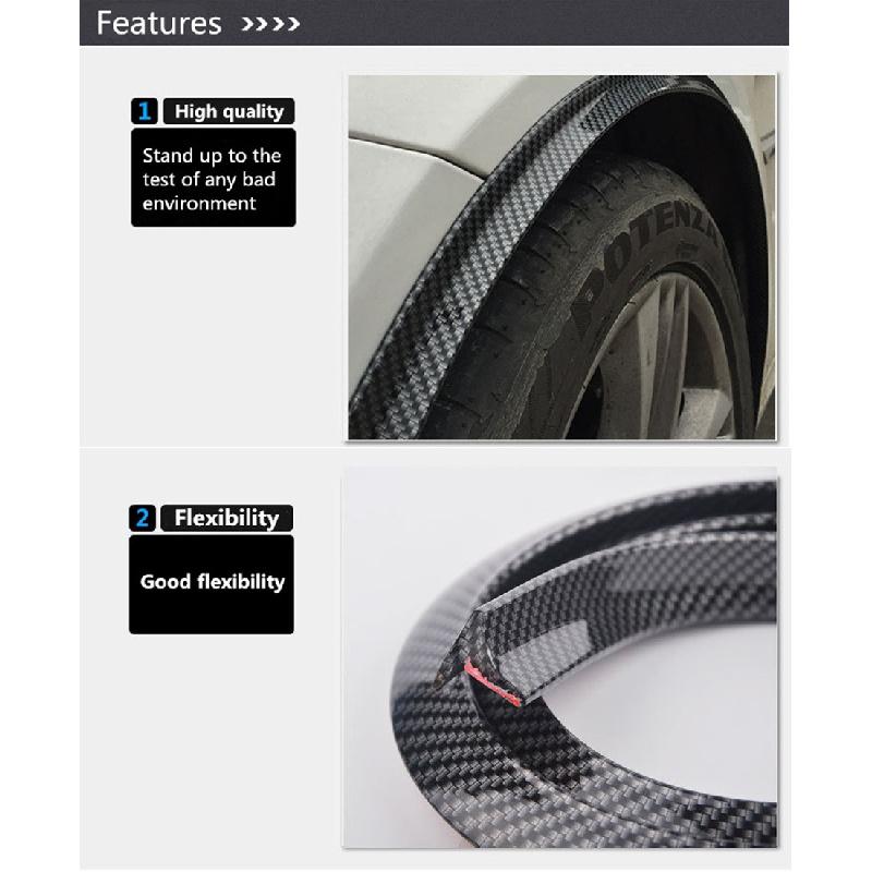 2Pcs 150Cm Universal Carbon Fiber Color Rubber Car Fender Flare Wheel Eyebrow Protector Wheel Arch Trim Strip