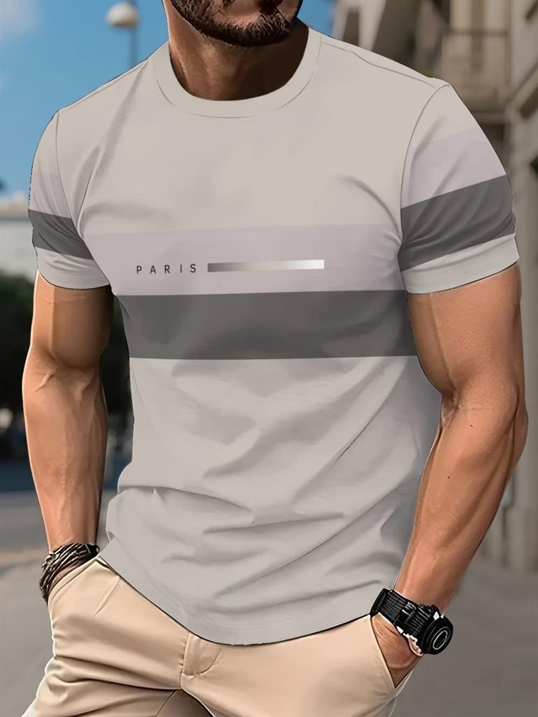 Summer Simple Print Men's Clothing Fashion Loose Men's T-Shirt Summer Outdoor Breathable Men Top New Round Neck Men Short Sleeve