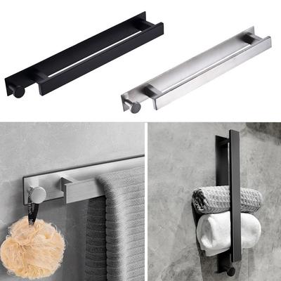 Mount Drying Towel Rod Stainless Steel Bracket Storage Shelf Clothes Holder Bathroom Bar Towel Rack