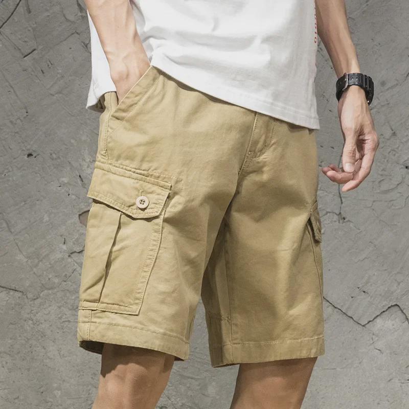 Men's Trendy Japanese Camouflage Cargo Shorts - Casual, Loose-Fit, Summer Wear.