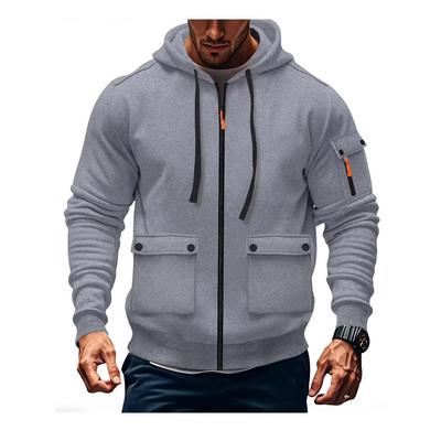 Zipper Hoodies Autumn Winter Men's Long Sleeve Hooded Sweatshirt Fashion Pocket Decoration Male Fleece Outfit Sports