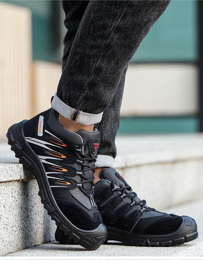 Scarpe di Sicurezza Nere da Uomo Coibentate Antiscivolo - Calzature con Costruzione Anti-Odore, Resistenti all'Usura, Anti-Schiacciamento, Anti-Perforazione
