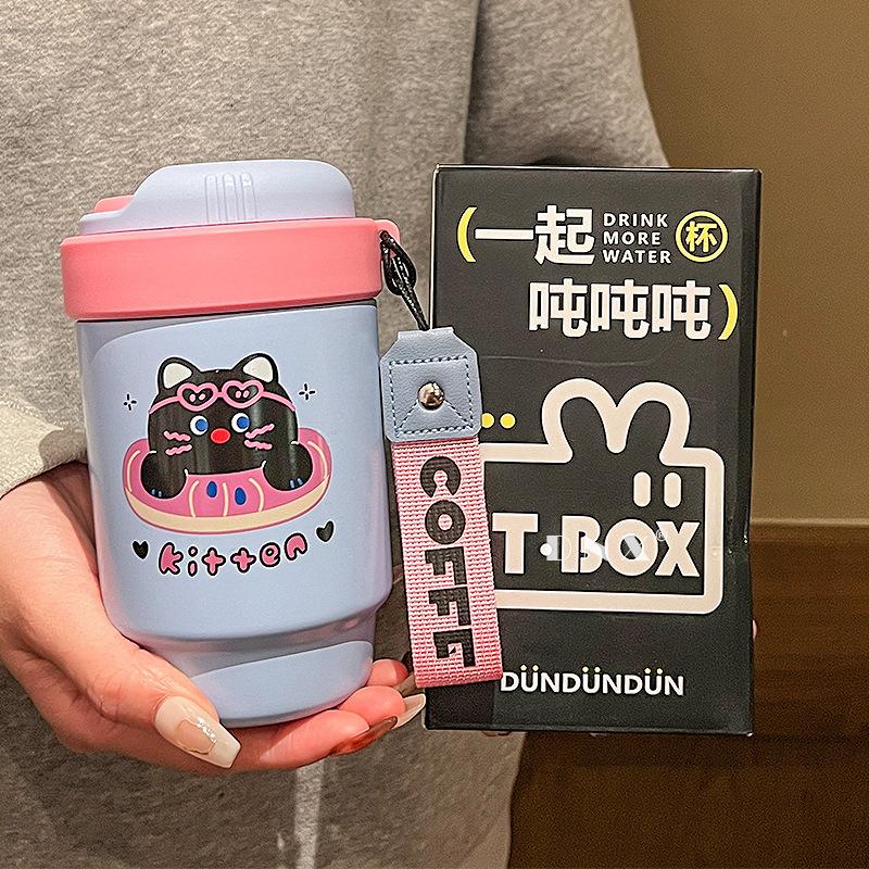 

Новая кофейная чашка из нержавеющей стали, термос, чашка для двух напитков, портативная чашка, внешний вид, мужская и женская чашка для сырой воды, милая офисная чашка 500ml