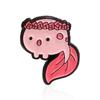 Cartoon Rosy Dollfish Badge: Adorable Brooch with Flower Wreath