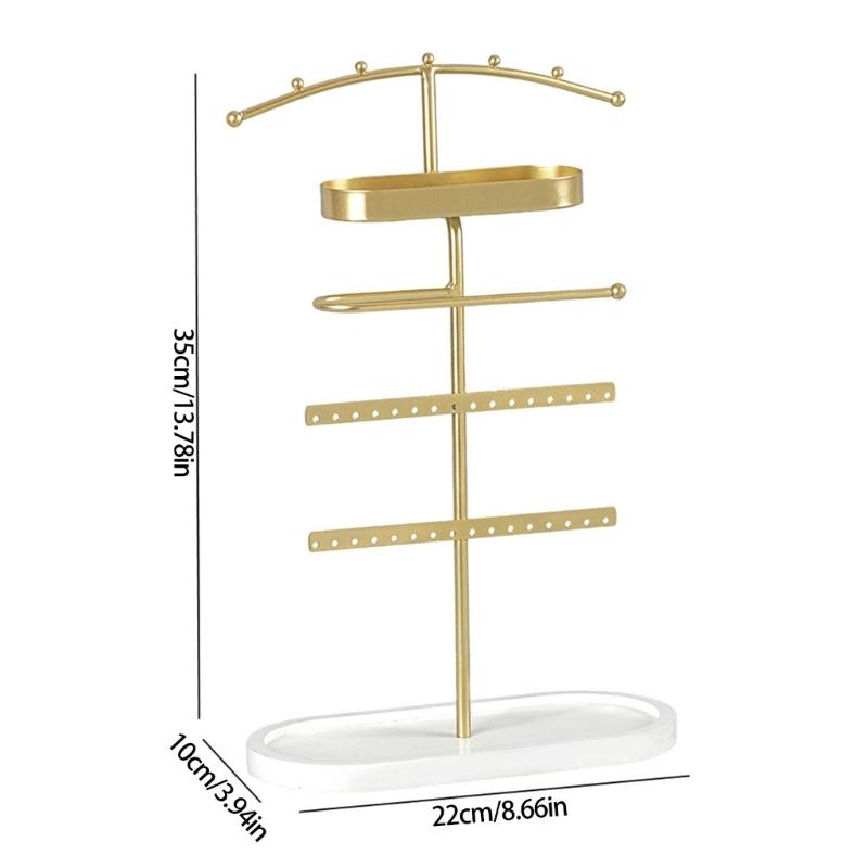 Versatile Bathroom Friendly Jewelry Organizers Regulable Shelves Metal Wood Display Rack For Earrings Necklaces