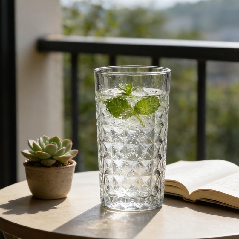 Drinking Glasses Juice Beverage Mug Nordic Style Relief Glass Cup Transparent Drinkware Juice Cold Drink Mug Party Bar Glassware