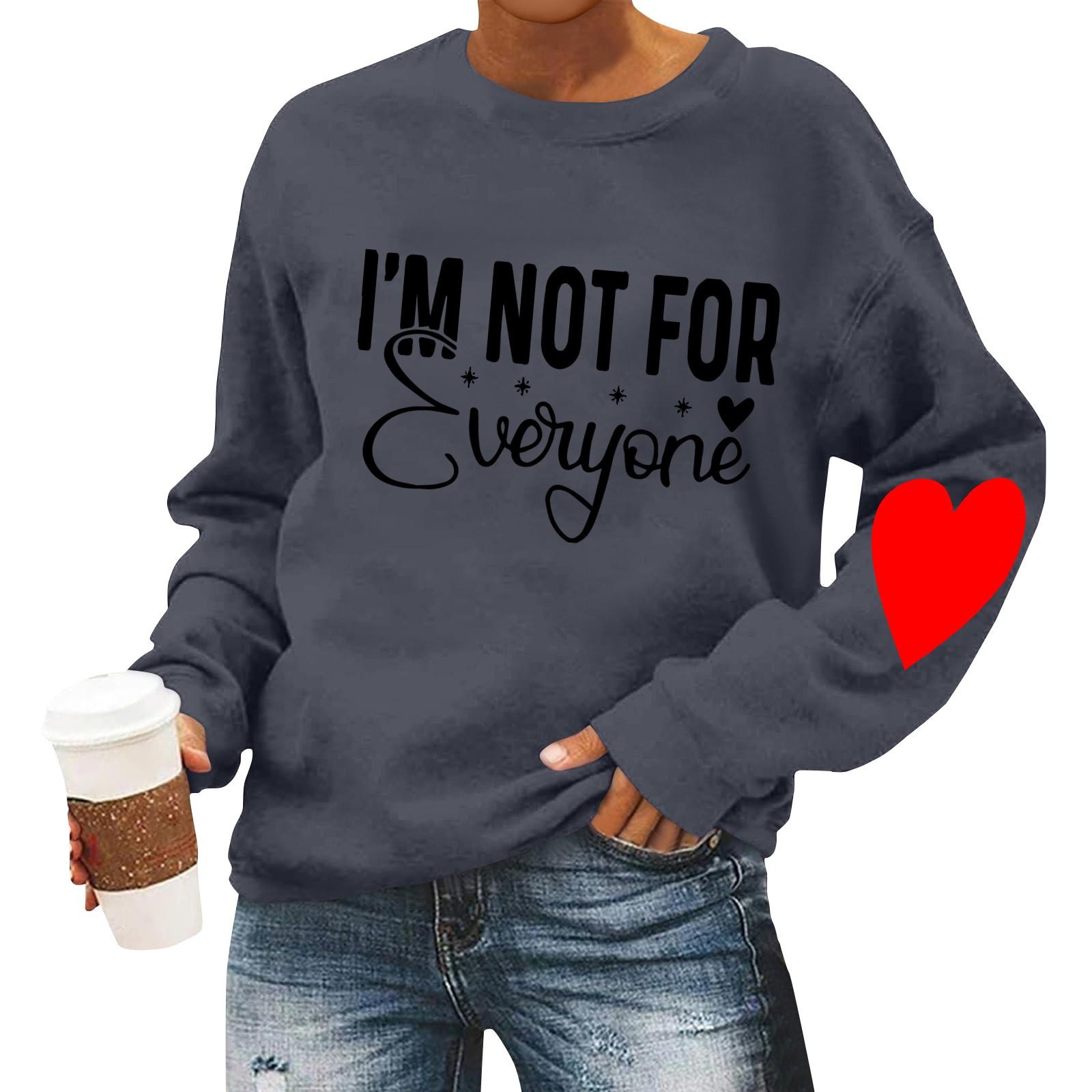 

Женская повседневная мода ко Дню святого Валентина с принтом, длинным рукавом, круглым вырезом, толстовки, пуловеры, топы S