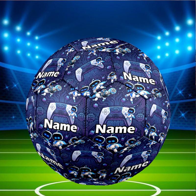 Custom Name Personalized Cosmic Bot Crew Print Size 5 Soccer Ball Training & Match Football, for Team, Kicking, Gift for Football