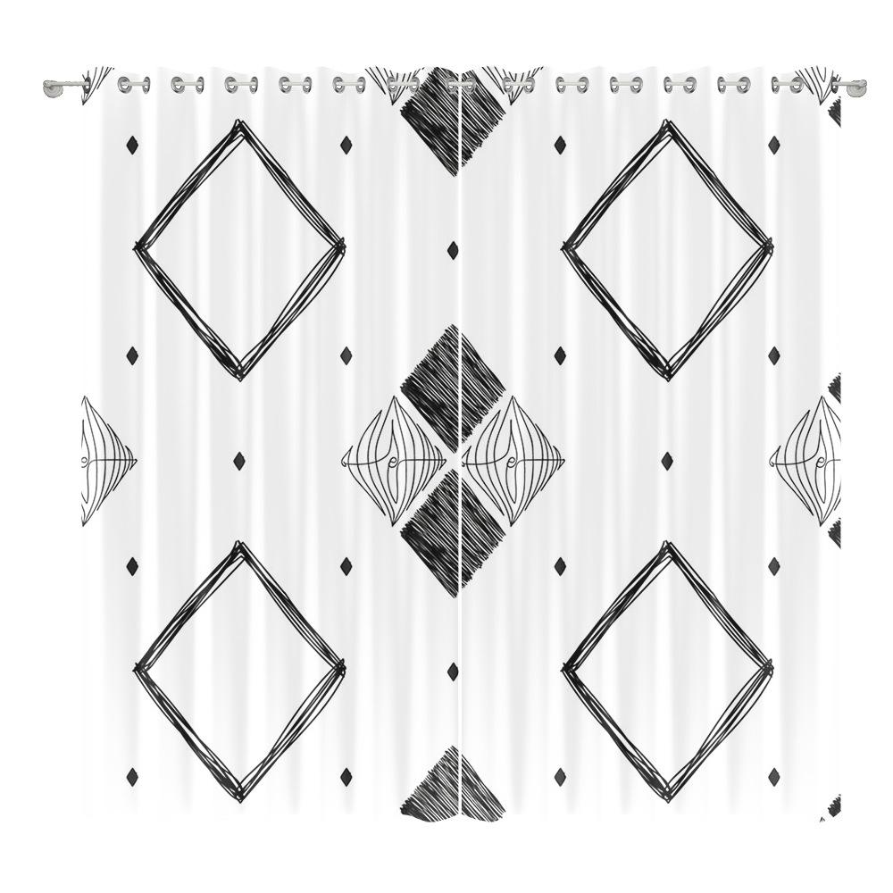 Geometric Curtain Bedroom Living Room Balcony Blackout Curtain Office Hotel Insulation Curtain