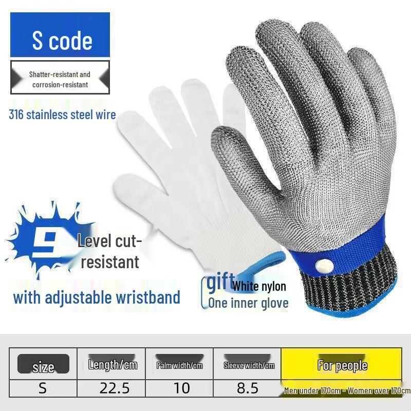 316 Stainless Steel A9 Cut-Resistant Slaughter & Fish Handling Safety Gloves