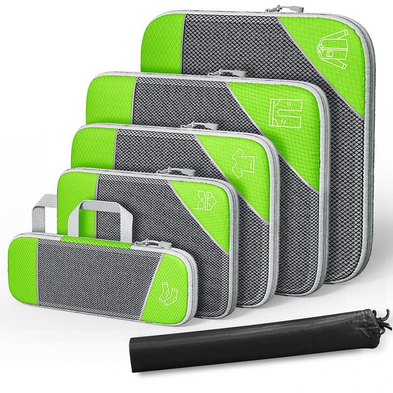 6Pcs/Set Travel Portable Clothes Storage Bags Lightweight Suitcase Bag Compressed Packing Cubes Luggage Bags Organizer Bags