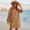 Ladies' Casual And Fashionable V-neck Loose Dress