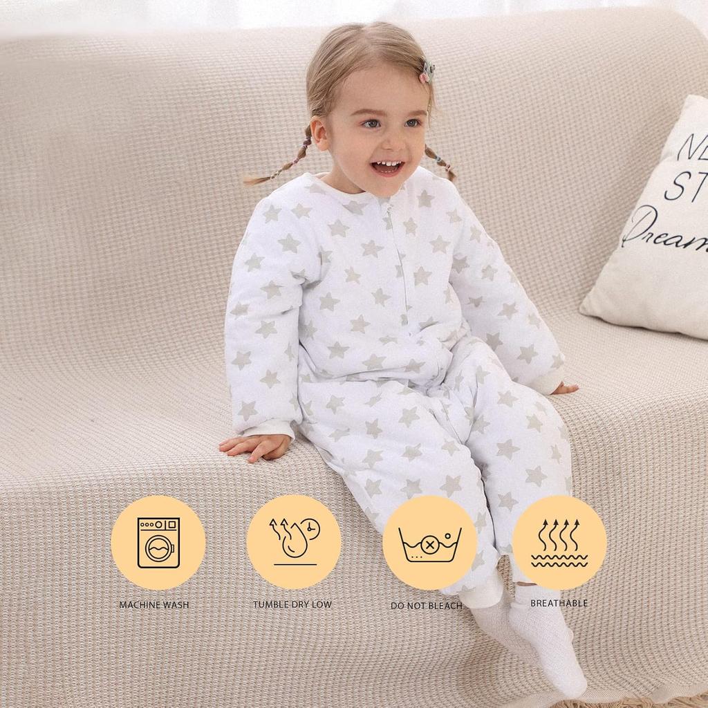 HOMEAL Toddler Sleep Sack 2T, Sleep Sack 3T, Sleep Sack with Feet, 2.5 Tog Toddler Sleeping Sack with Legs, Winter Long Sleeve Sleep Sack Baby, Sleep