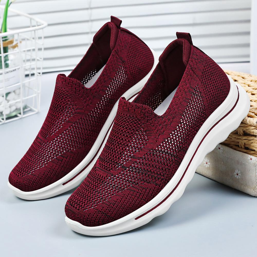 Shoes Women's Versatile New Middle-aged and Elderly Casual Shoes Breathable and Lightweight Soft Sole Not Tired Feet Mother Shoes Elderly Shoes