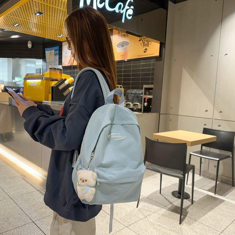 Schoolbag Japanese women ins solid color light casual simple fashion versatile schoolbag junior high school high school student backpack