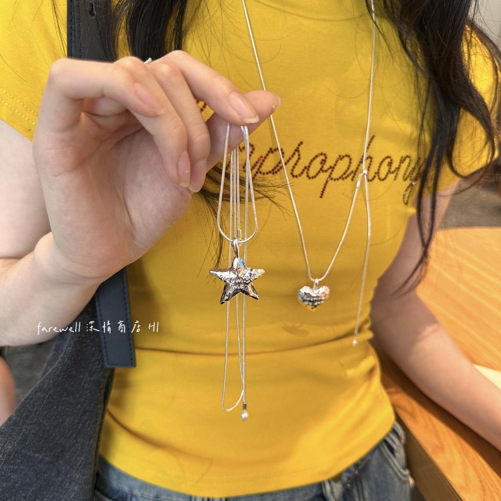 Love Necklace Female Punk Same Niche Silver Design Retro Spice Starfish