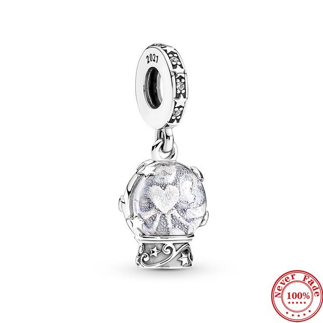 

2022 Новая мода серебро 925 хрустальный шар кулон из бисера подходит для оригинальных модных браслетов DIY Fine Sterling