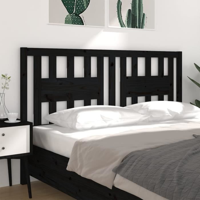 VidaXL Headboard Black 206x4x100 Cm Solid Pine Wood 818694