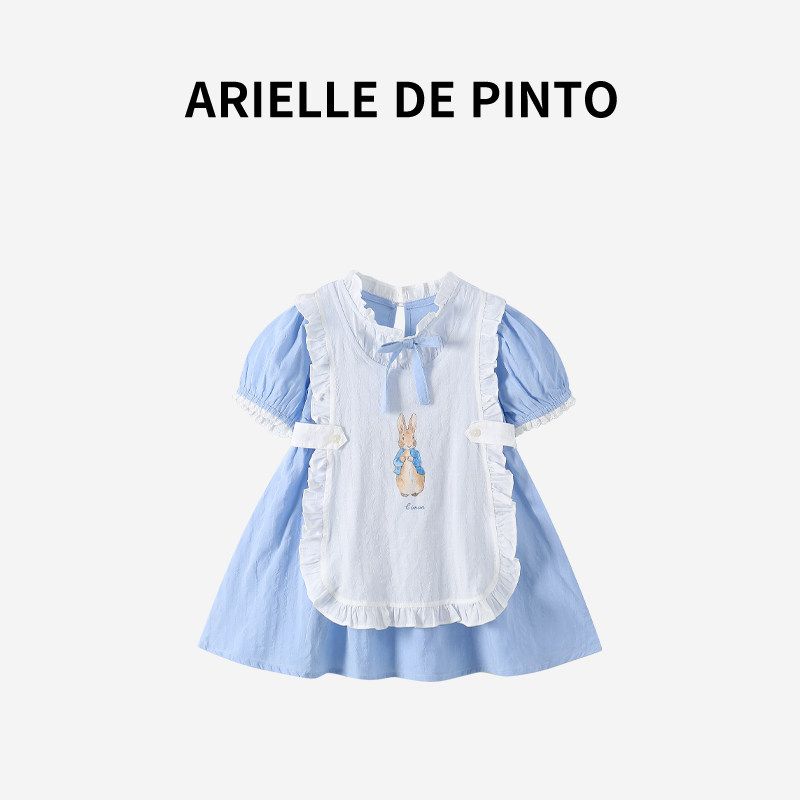 French Arielle De Pinto Girls  Dress, Summer Stylish and Sweet Little Bunny Princess Dress Blue 110