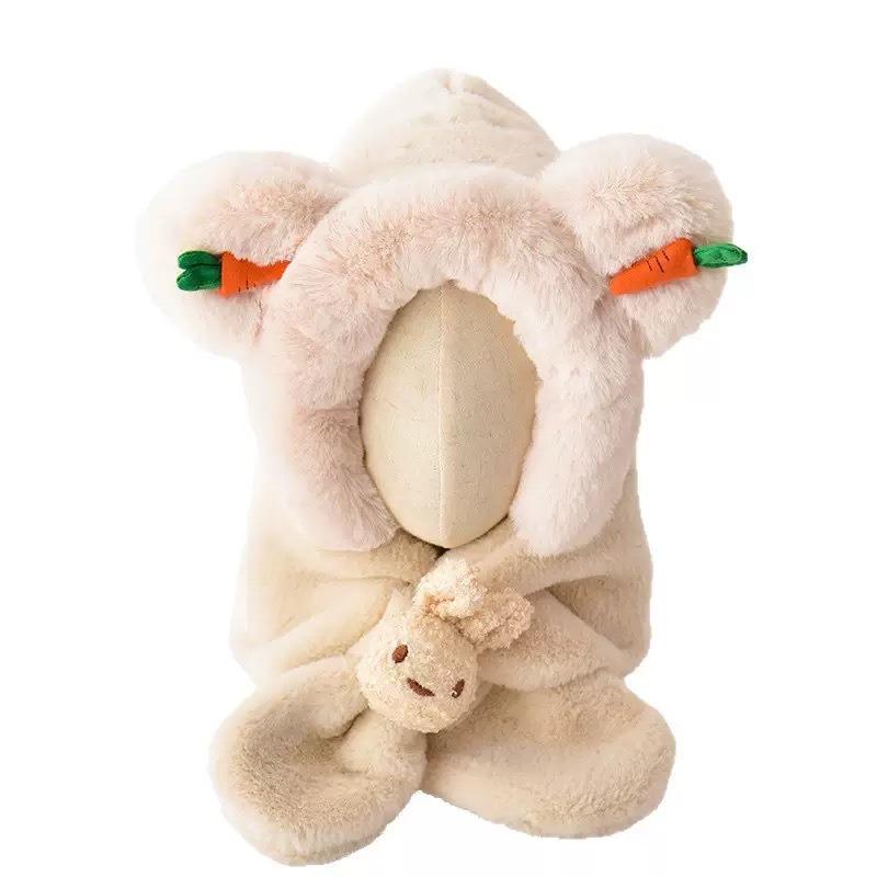 Children's scarf integrated neck hat baby autumn and winter scarf boys and girls winter warm thickened windproof ear hat