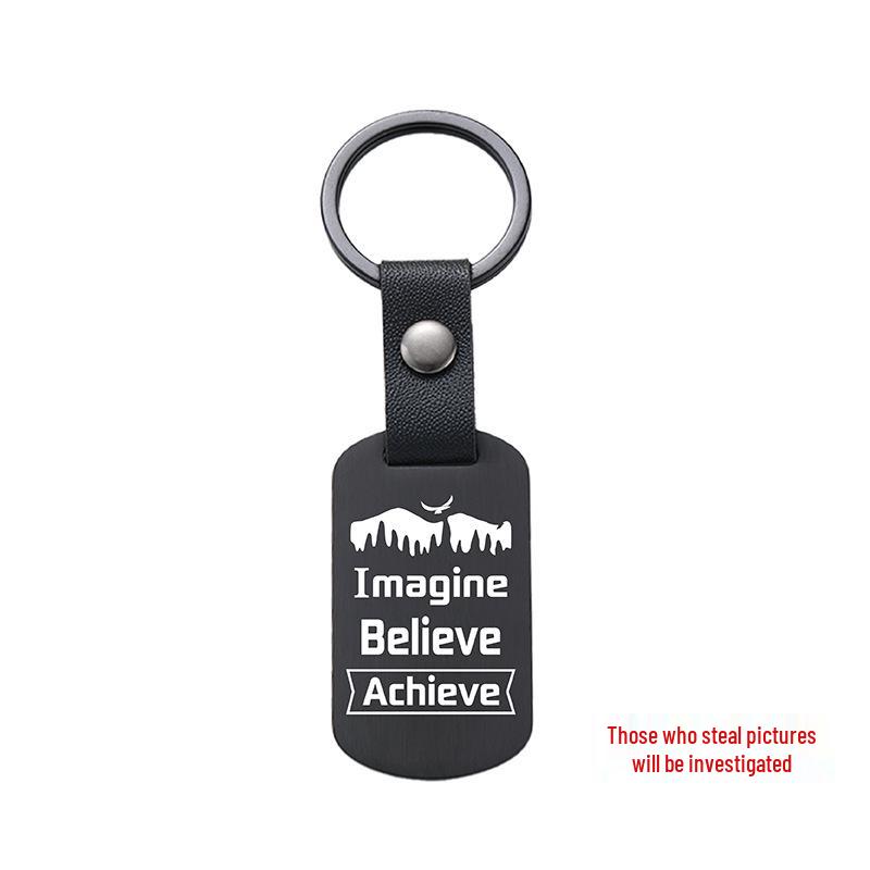 Gravierbarer Metall-Leder-Schlüsselanhänger - Inspirierendes Langlauf-Bergsteiger-Geschenk