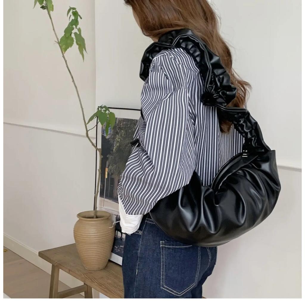 Pleated PU Cloud bag for women leisure armpit bags women's shoulder bags new