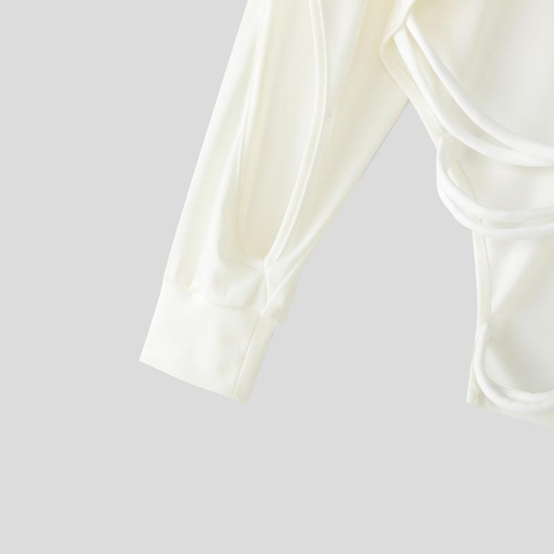 INCERUN Men Cutcut Long Sleeve Bandage Cropped Pullover Tops