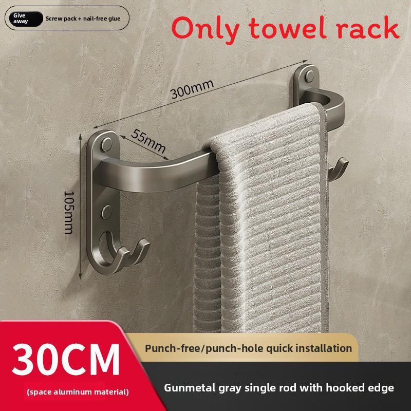 Modern Aluminum Wallmounted Towel Rack With Antimildew Finish For Bathroom And Kitchen Storage