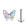 1PC G23 Titanium Labret Stud Internal Thread Ear Studs Flatback Butterfly Horse's Eye Zircon Tragus Cartilage Piercing Jewelry