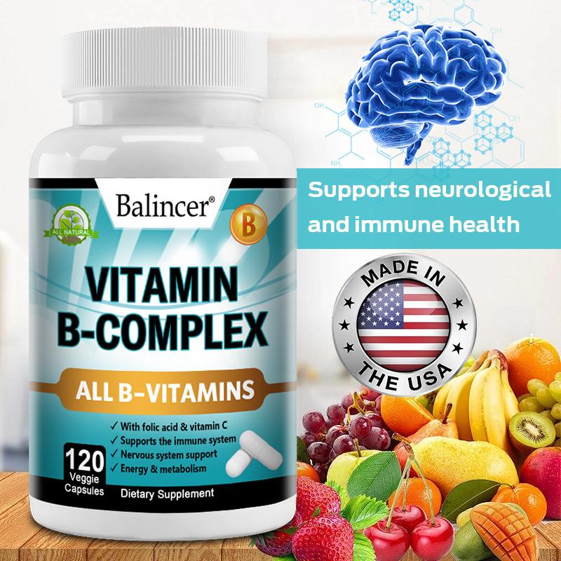 Compound vitamin B capsules containing vitamin C and full spectrum B enhance energy metabolism by 120 capsules