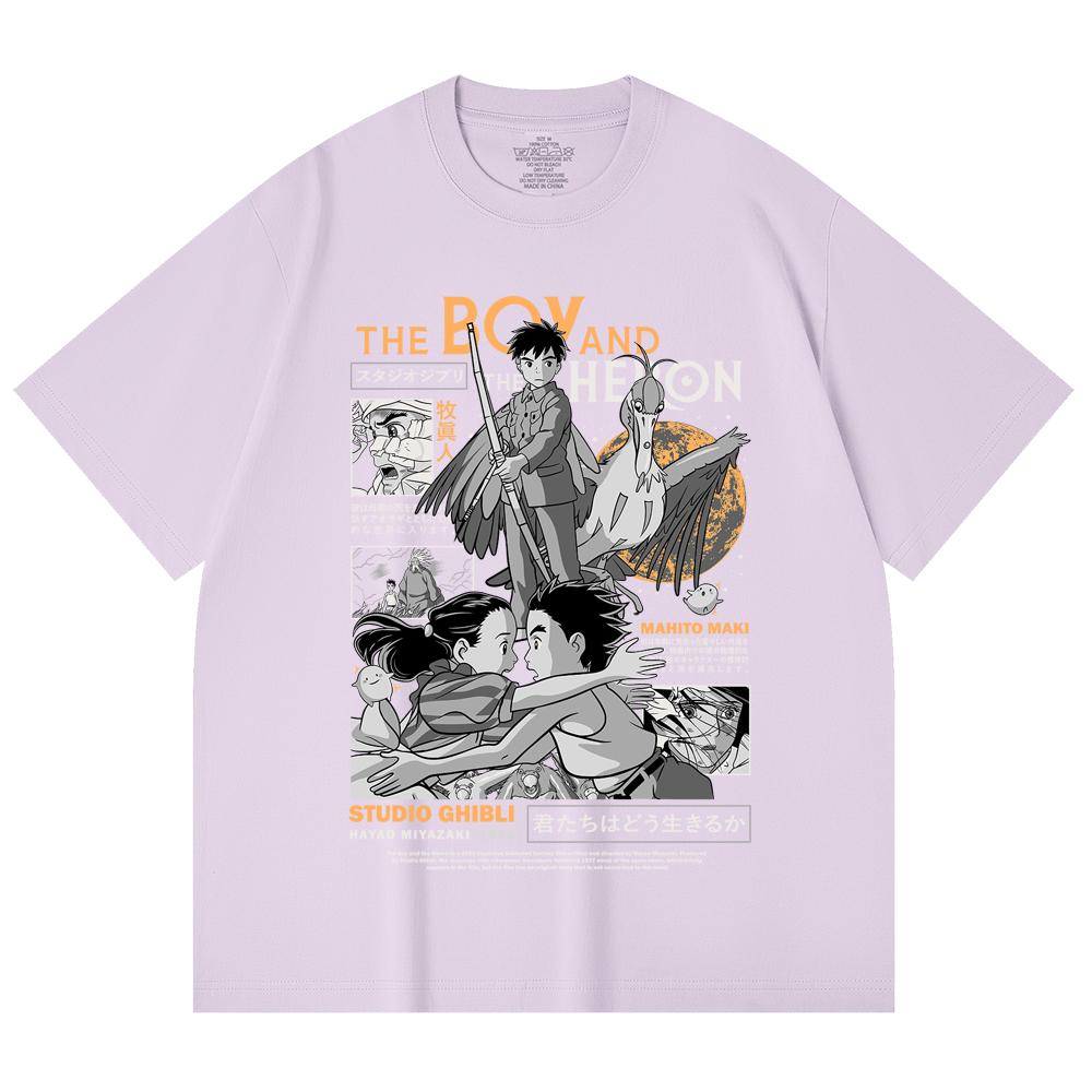 230 Gsm 100% Cotton Ghibli V3 The Boy The Heron Print Unisex Heavy Cotton T Shirt