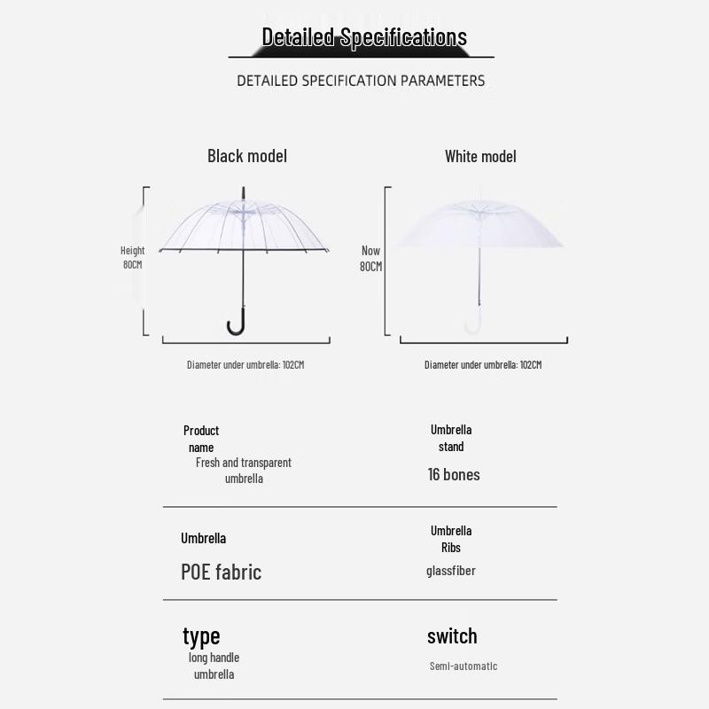 Tianwei T120003-01 Transparent Fiber Umbrella