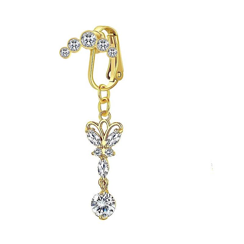 Butterfly Vermiculite Pendant Belly Button Rings From Perforated Navel Nails 5 Diamond S -Shaped Belly Belly Accessories