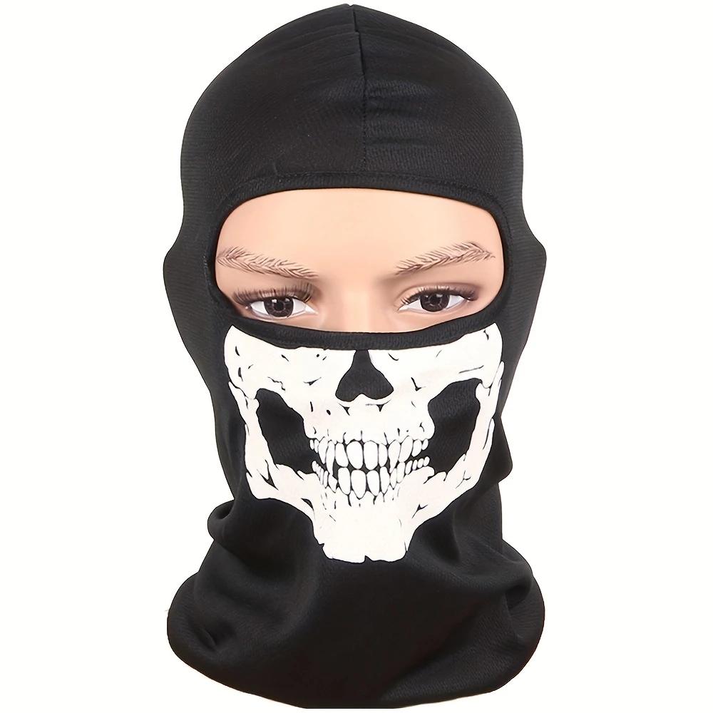 Balaclava de Motocicleta Máscara Facial Completa Estampa de Caveira Máscara Facial Completa para Motocicleta À Prova de Vento Aquecedor de Cabeça e Pescoço para Esqui Forro de Capacete de Bicicleta