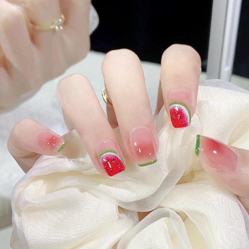 

Iced Watermelon Cute-Style Summer Nail Patches Glue Type