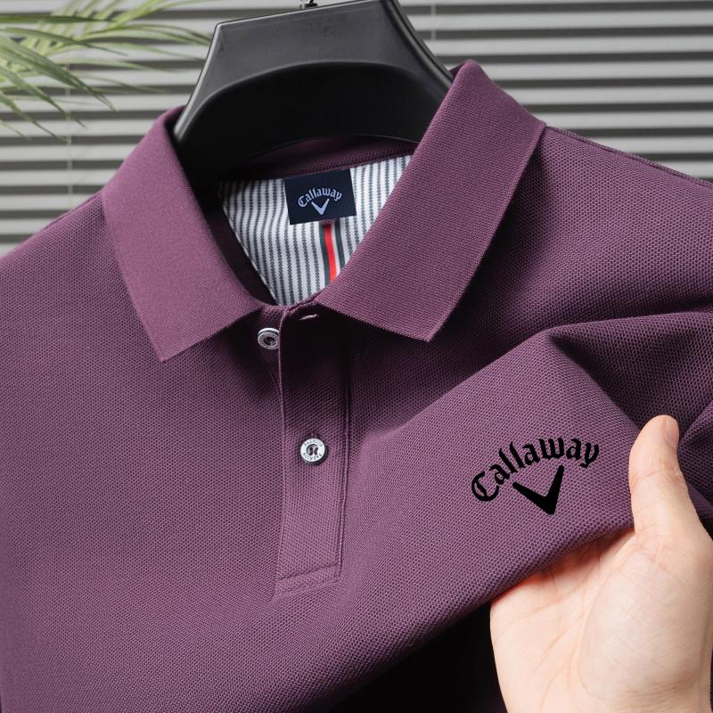 

Callaway Нова літня чоловіча сорочка-поло з вишивкою з мерсеризованої бавовни 2025 р., вільна, що вбирає вологу та швидко висихає, повсякденна сорочка поло XL