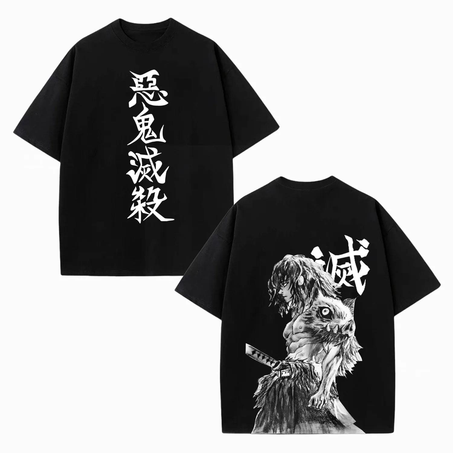 Anime Demon Slayer Inosuke Hashibira Akki Messatsu Graphic TShirt 100Cotton unisex Oversized Shirt Unisex Short Sleeve ONeck Y2k 4XL