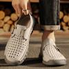 Fashion Summer Men's Perforated Breathable Handmade Stitched Cowhide Soft Sole Single Shoes Fashion Outdoor Men Comfortable Casual Shoes