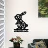 Metal Bunny Wall Art Rabbit Floral Design Happy Bunny Home Decor Valentine Sign