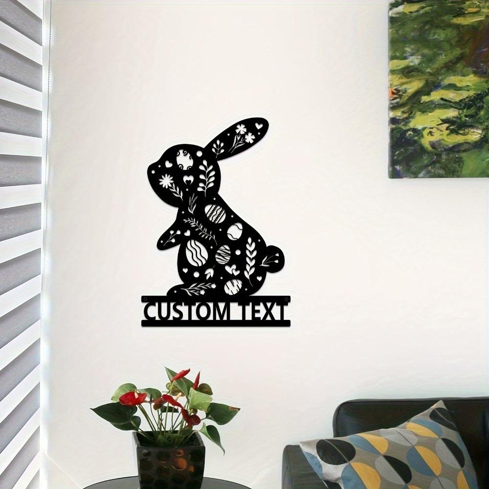 Metal Bunny Wall Art Rabbit Floral Design Happy Bunny Home Decor Valentine Sign