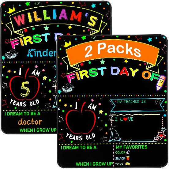 First and Last Day of School Double Sided Sign with Frame- 14”x11” Reble Dry Erase Board - Back To School Supplies for Kindergarten Preschool
