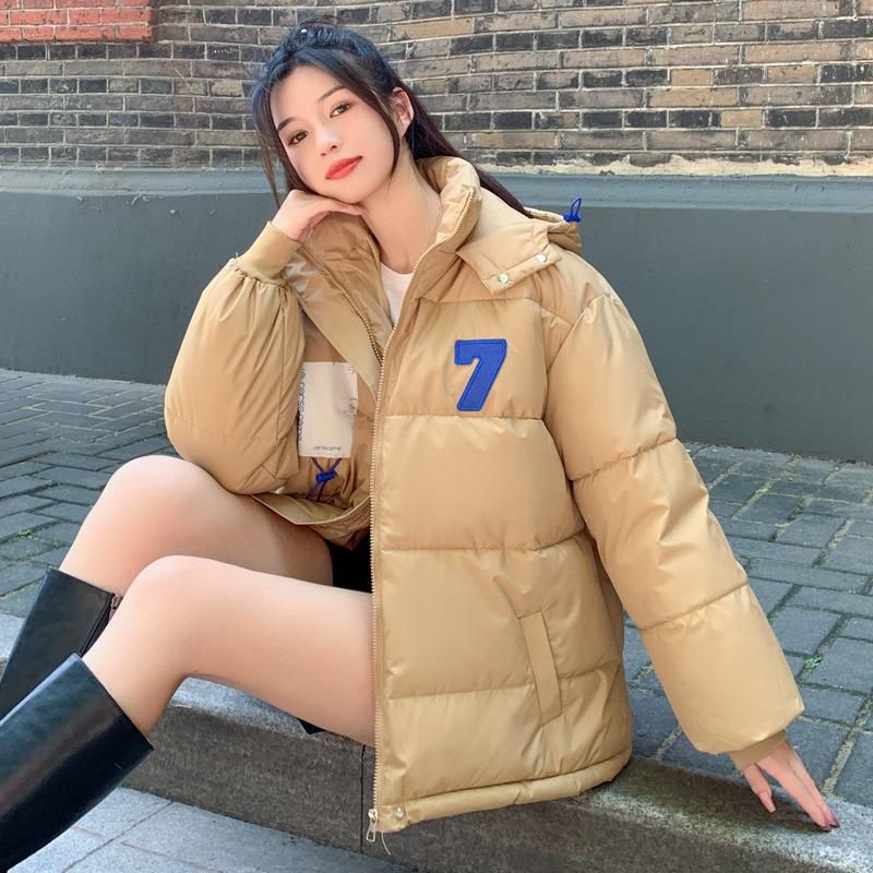 Winter down cotton-padded jacket women's year design sense niche student hooded thickened cotton-padded jacket bread jacket